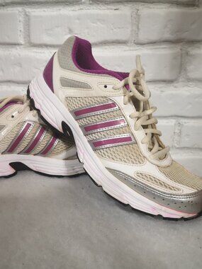 Adidas Run Smart Ladies Size 7.5 Beige Pink w/ Grey Lite Strike EV Sneakers